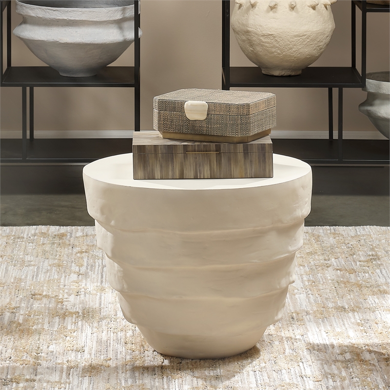 J&D Designs Co Concentric Fiberglass Side Table Cream