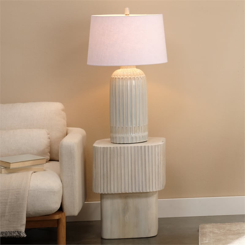 J&D Designs Co Notch Mango Wood Square Table Cream