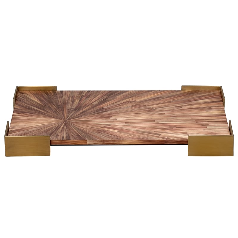 J&D Designs Co Palm Marquetry Decorative Tray Brown Engineered  Wood