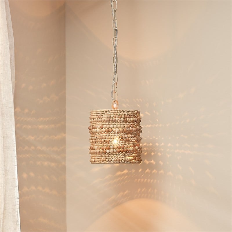 J&D Designs Co Strand Wood Beaded Pendant Natural