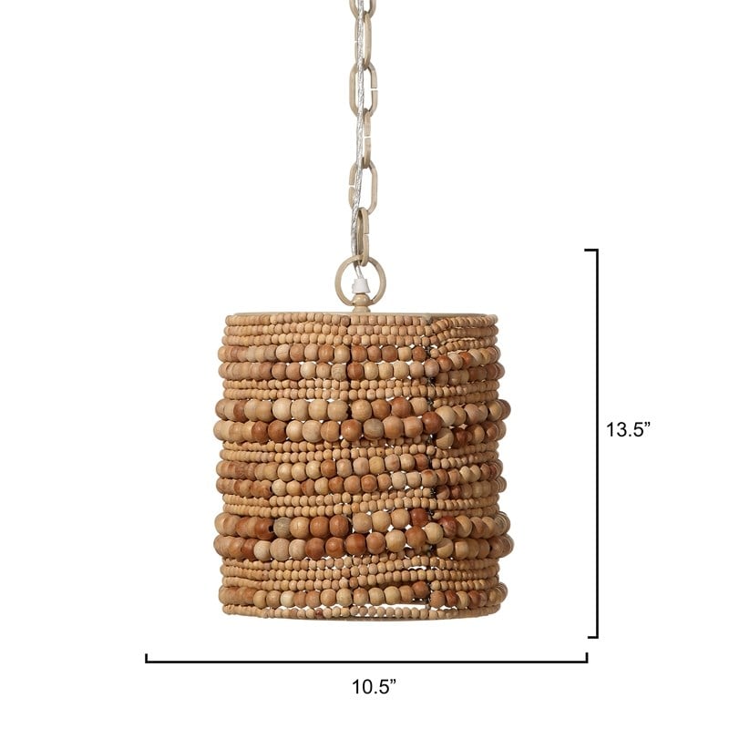 J&D Designs Co Strand Wood Beaded Pendant Natural