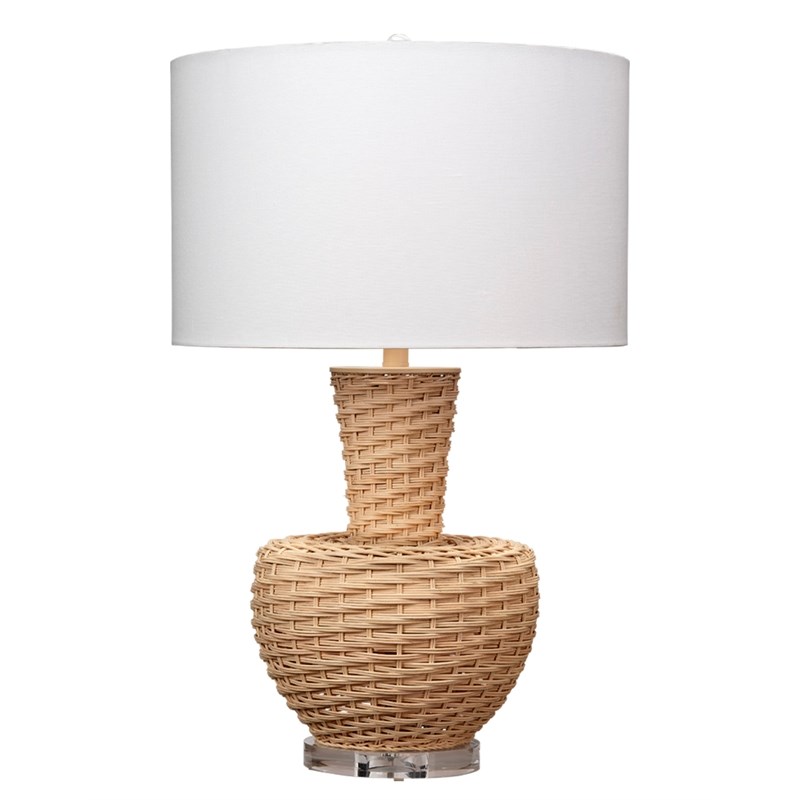 J&D Designs Co Portobello Rattan Table Lamp with Linen Shade