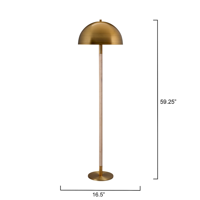 J&D Designs Co Merlin Metal and Wood Floor Lamp Antique Brass