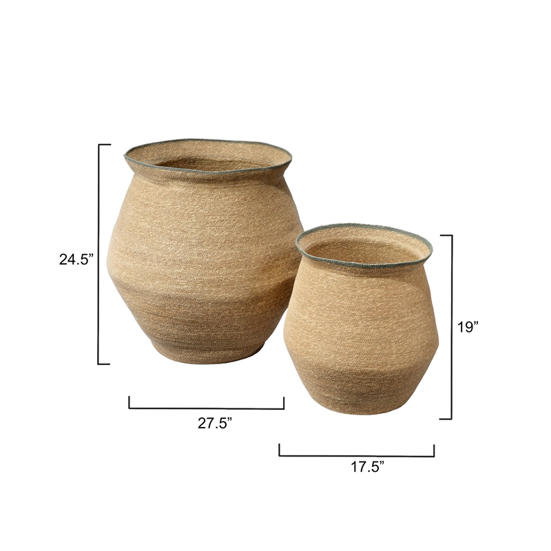 J&D Designs Co Cobra Seagrass Basket Set Natural Jute