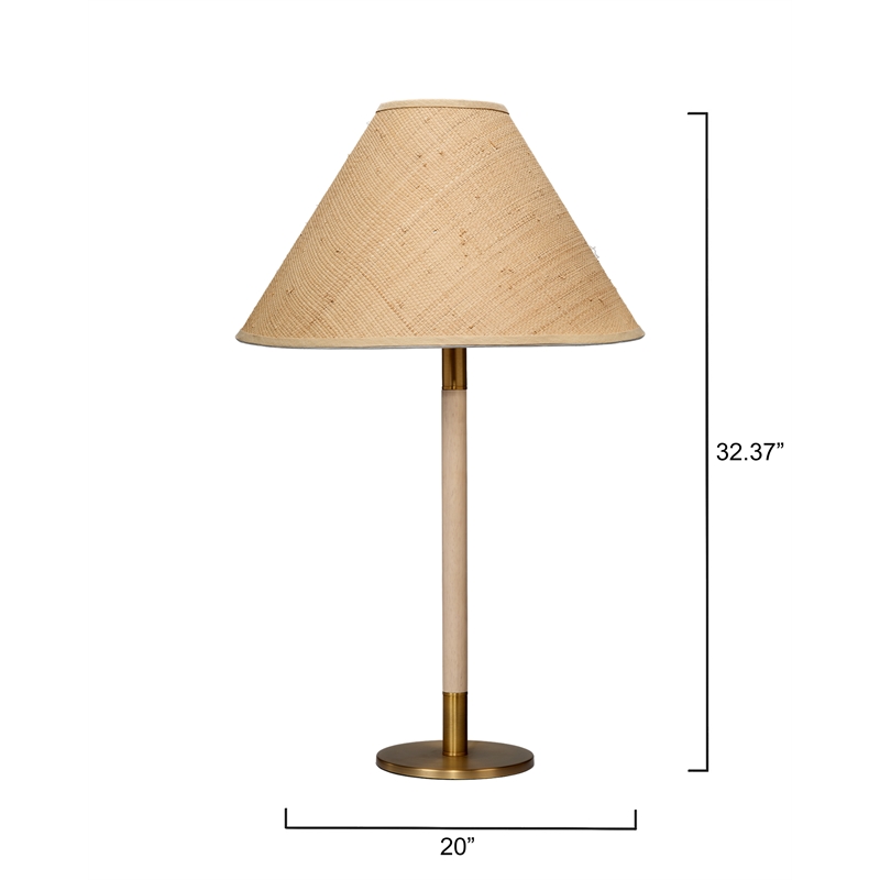 J&D Designs Co Morgana Wood and Metal Table Lamp with Raffia Shade