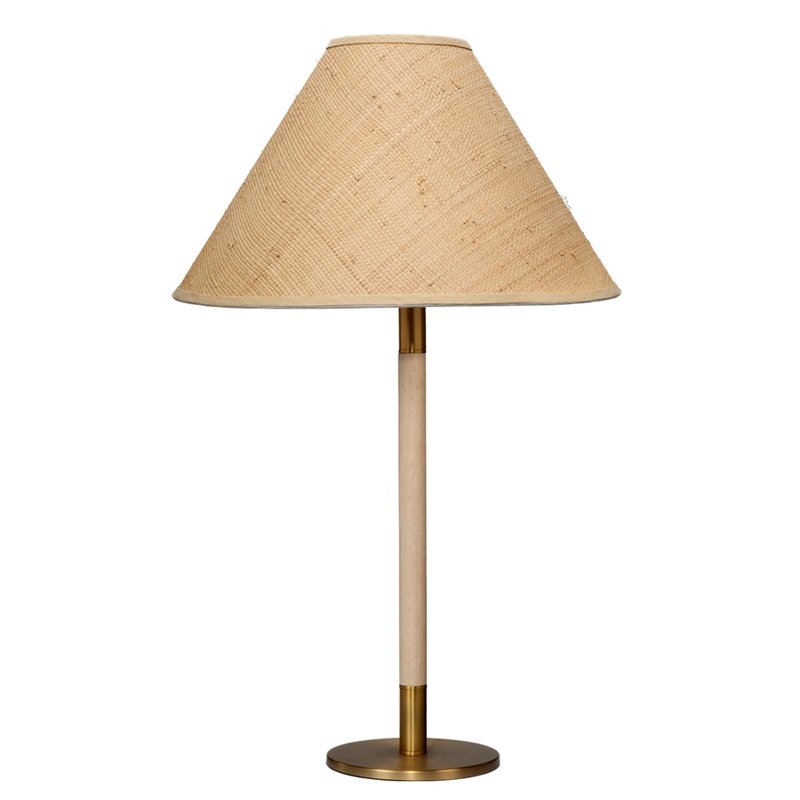 J&D Designs Co Morgana Wood and Metal Table Lamp with Raffia Shade