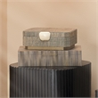 J&D Designs Co Eden Raffia Decorative Box Gray Fabric