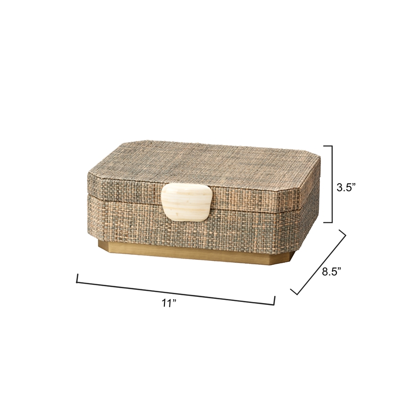 J&D Designs Co Eden Raffia Decorative Box Gray Fabric