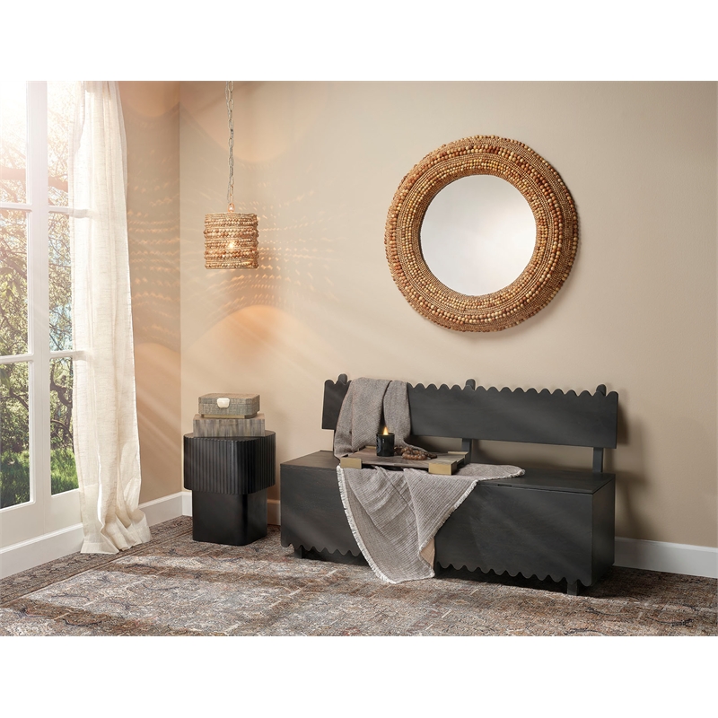 J&D Designs Co Eden Raffia Decorative Box Gray Fabric