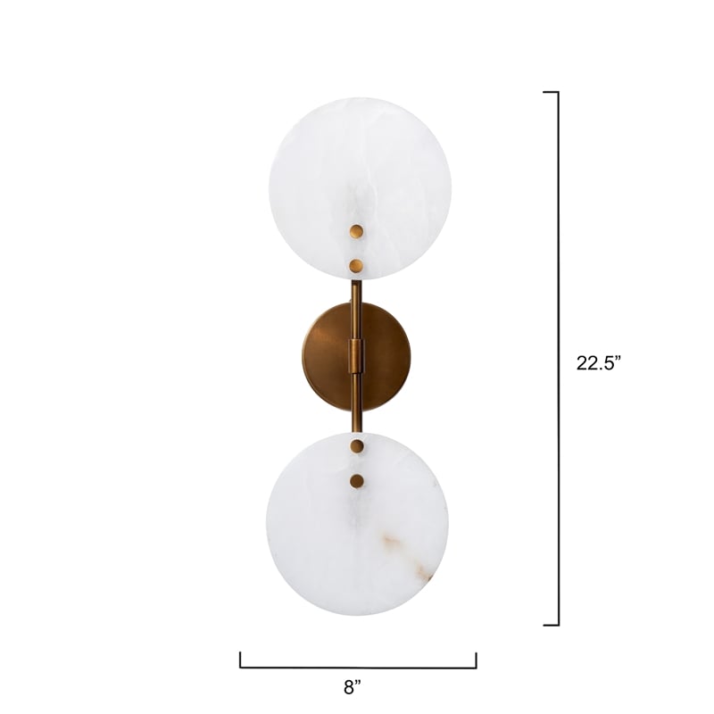 J&D Designs Co Oracle Alabaster Sconce Antique Brass Stone