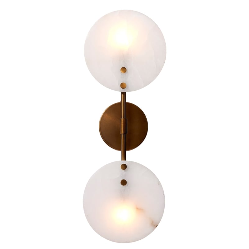 J&D Designs Co Oracle Alabaster Sconce Antique Brass Stone