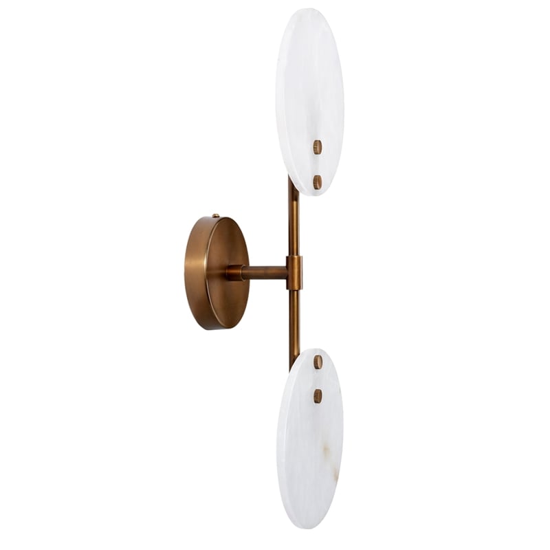 J&D Designs Co Oracle Alabaster Sconce Antique Brass Stone