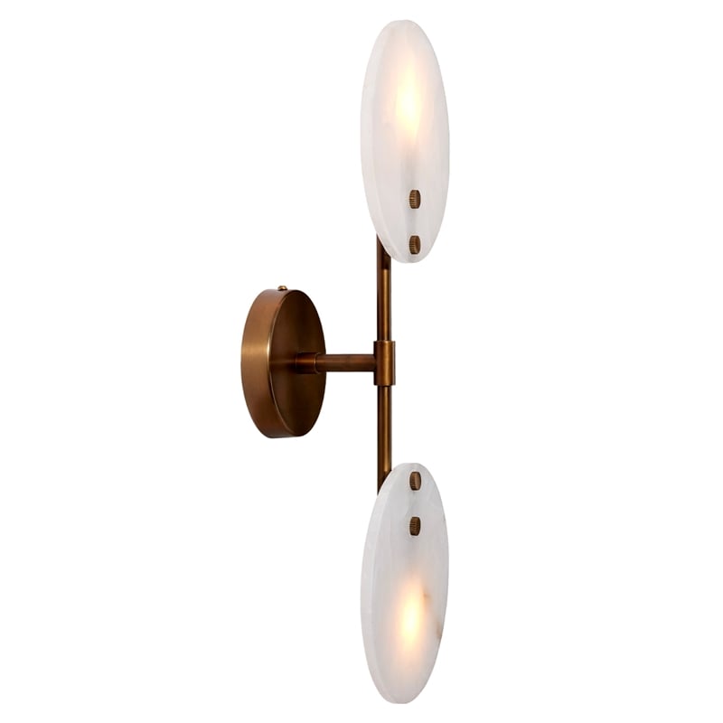 J&D Designs Co Oracle Alabaster Sconce Antique Brass Stone