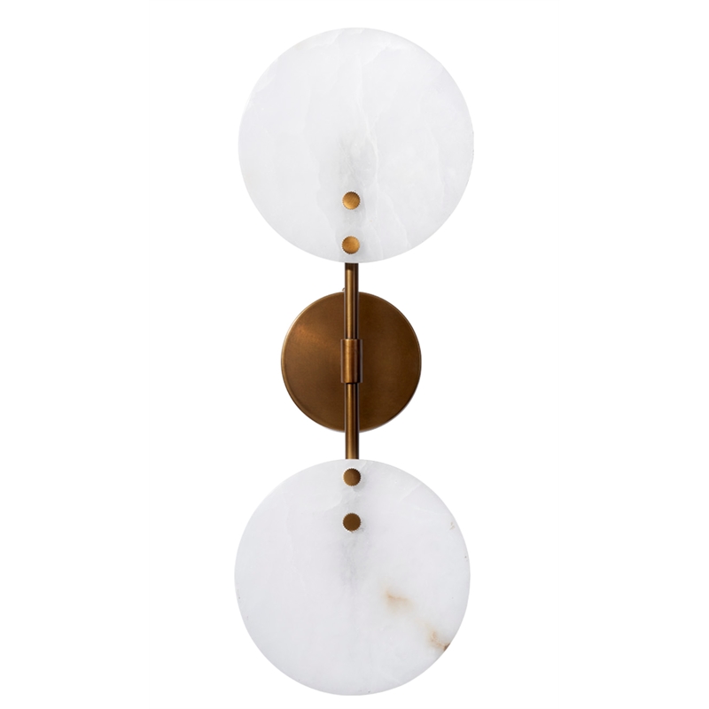 J&D Designs Co Oracle Alabaster Sconce Antique Brass Stone