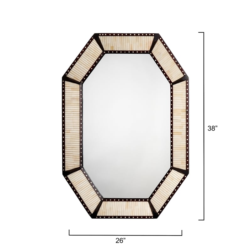 J&D Designs Co Colony Camel Bone Mirror Off White Wood