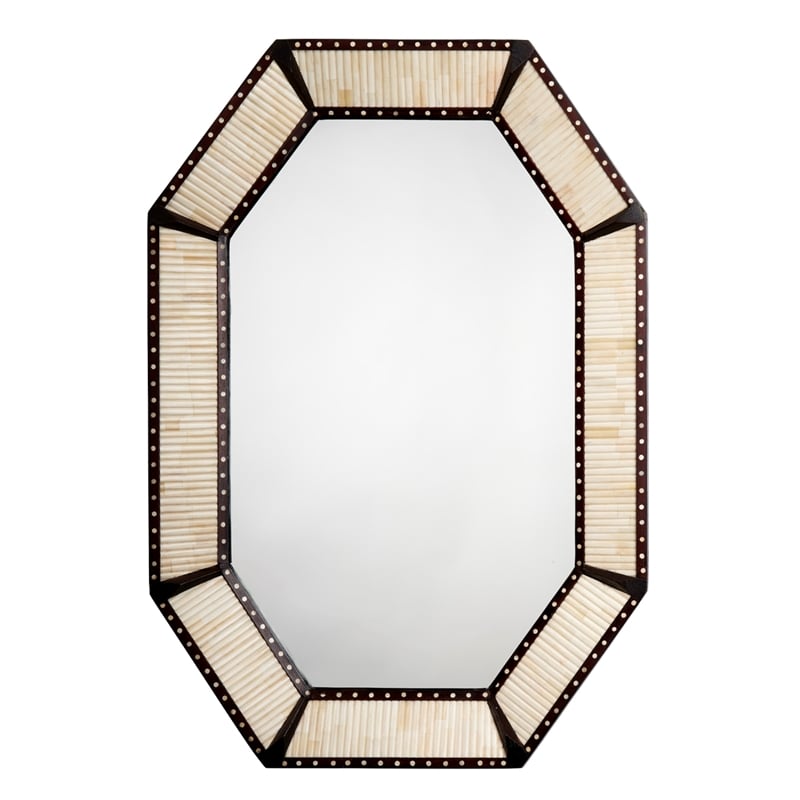 J&D Designs Co Colony Camel Bone Mirror Off White Wood