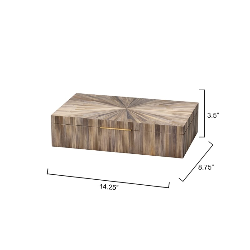 J&D Designs Co Palm Marquetry Decorative Box Gray Engineered  Wood