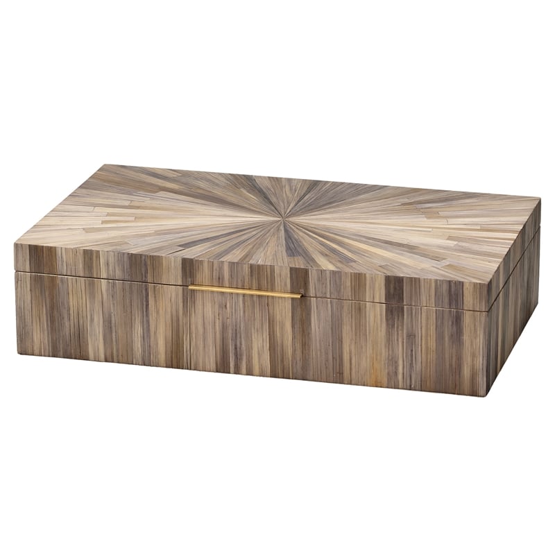 J&D Designs Co Palm Marquetry Decorative Box Gray Engineered  Wood