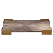 J&D Designs Co Palm Marquetry Decorative Tray Gray Engineered Wood