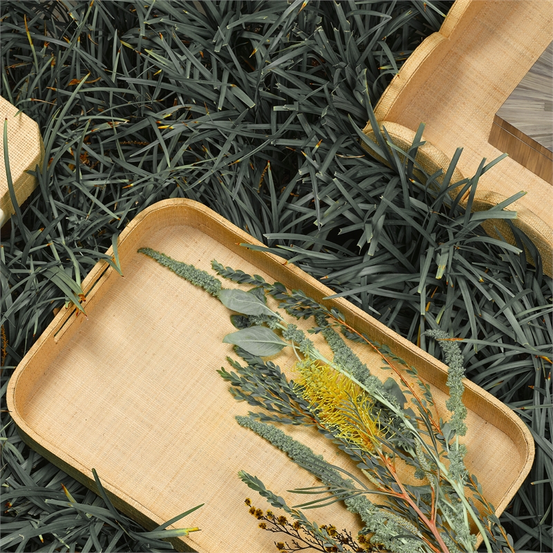 J&D Designs Co Utopia Footed Decorative Tray Natural Fabric