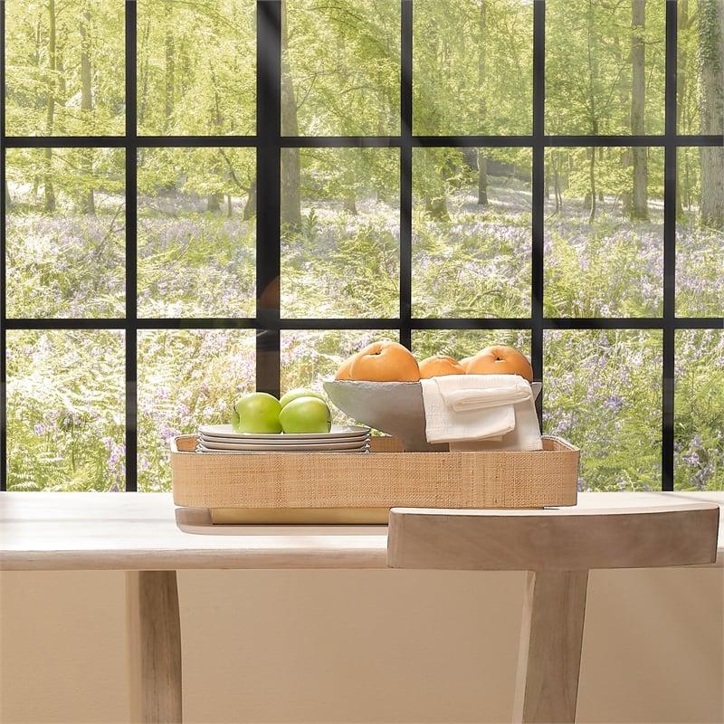 J&D Designs Co Utopia Footed Decorative Tray Natural Fabric