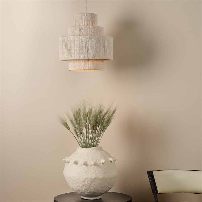 J&D Design Filament Rope Pendant Off White Jute