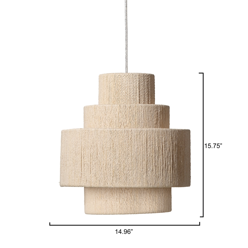 J&D Design Filament Rope Pendant Off White Jute