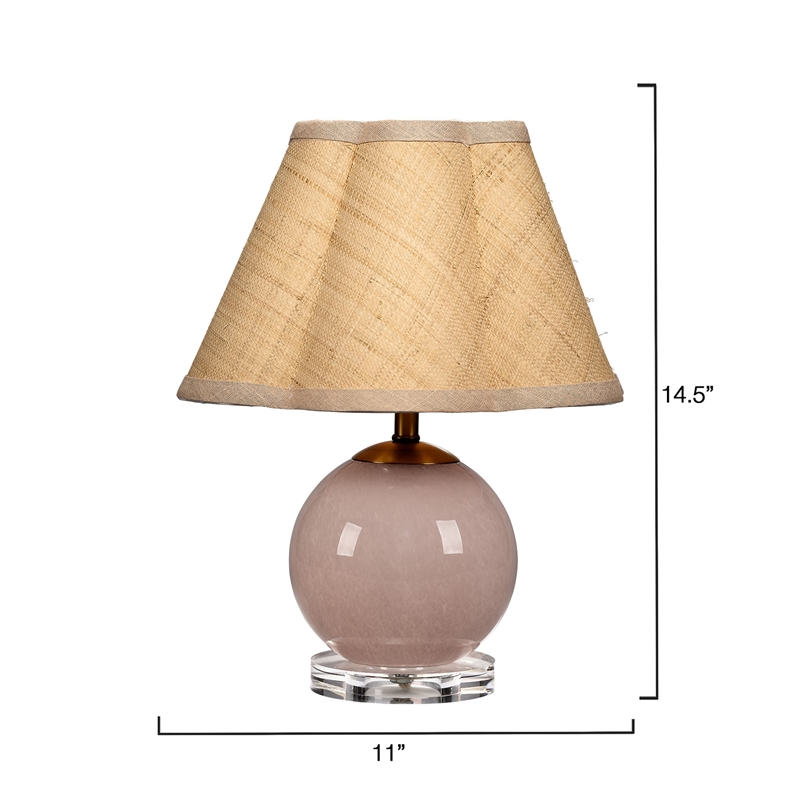 J&D Designs Co Dottie Blown Glass Table Lamp with Raffia Shade Pink