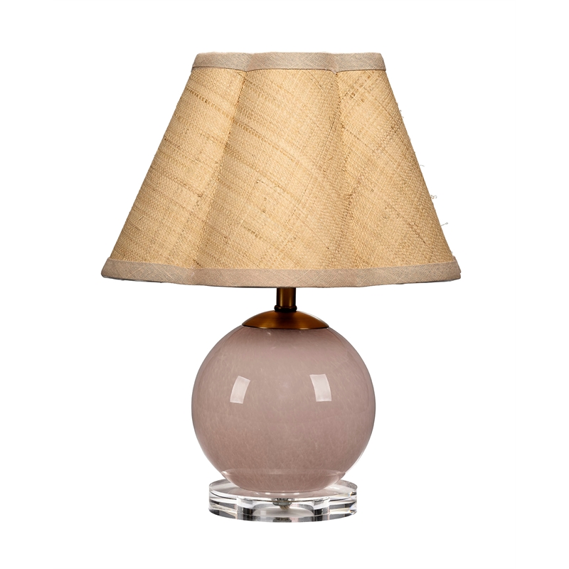 J&D Designs Co Dottie Blown Glass Table Lamp with Raffia Shade Pink