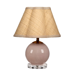 J&D Designs Co Dottie Blown Glass Table Lamp with Raffia Shade Pink
