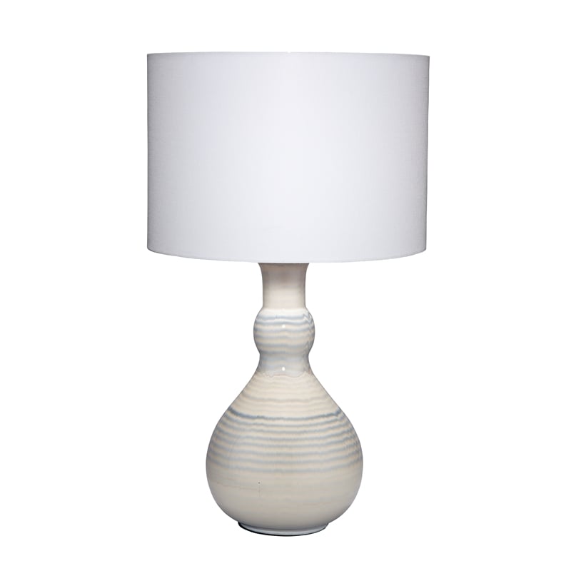 J&D Designs Droplet Ceramic Table Lamp with Linen Shade Blue