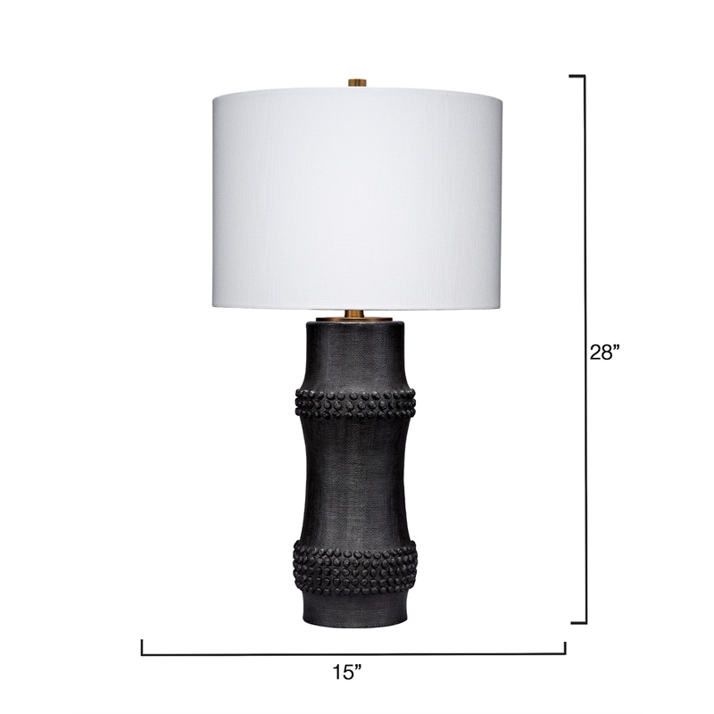 J&D Designs Rail Polyresin Table Lamp with Linen Shade Black