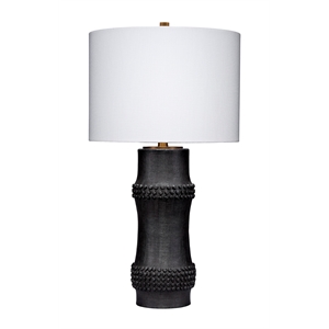 j&d designs rail polyresin table lamp with linen shade black