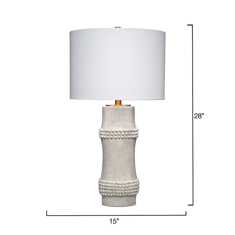 J&D Designs Rail Polyresin Table Lamp with Linen Shade White