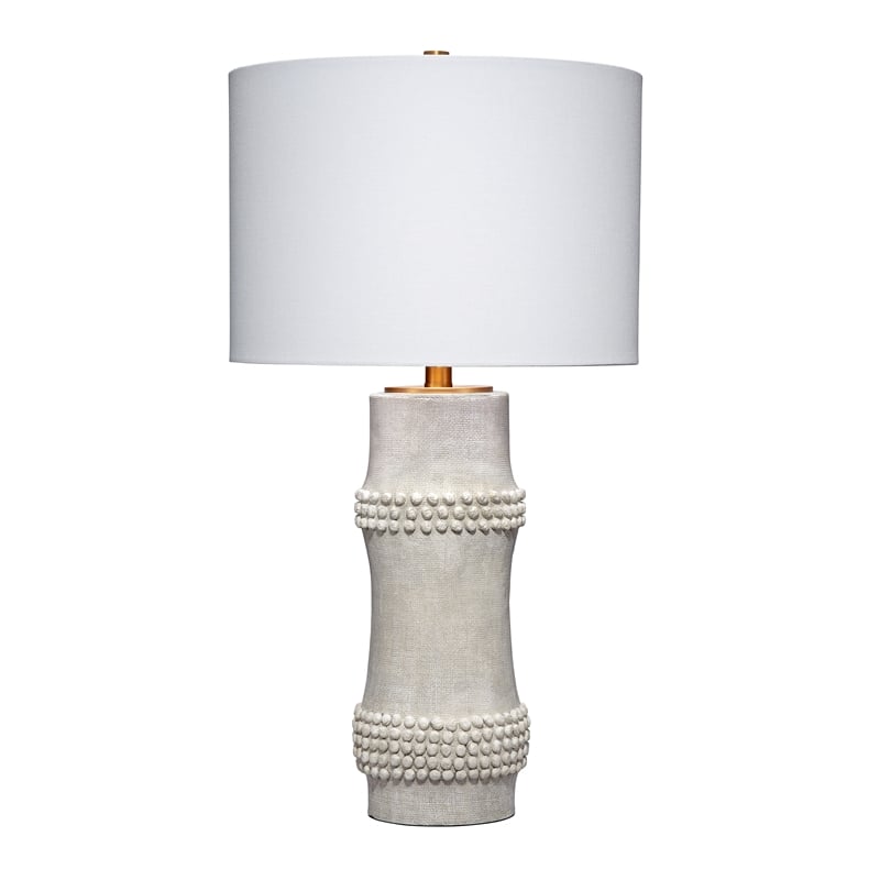 J&D Designs Rail Polyresin Table Lamp with Linen Shade White