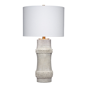 j&d designs rail polyresin table lamp with linen shade white