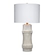 J&D Designs Rail Polyresin Table Lamp with Linen Shade White