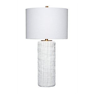 j&d designs trunk polyresin table lamp with linen shade