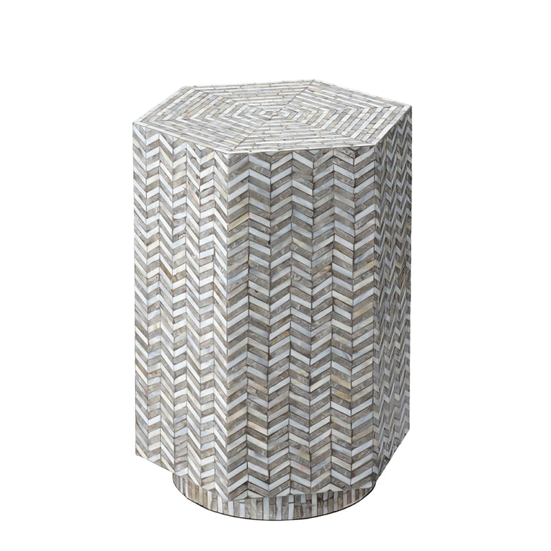 J&D Designs Co Brando Mother of Pearl Hexagon Side Table