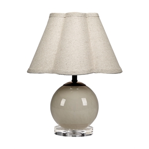 J&D Designs Dottie Blown Glass Table Lamp with Linen Shade Taupe