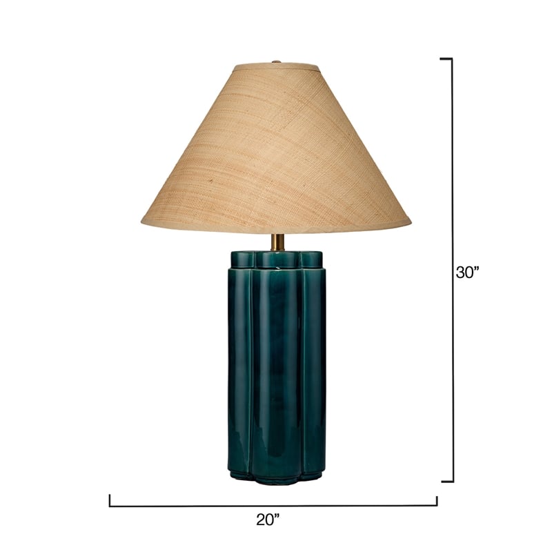 J&D Designs Allister Ceramic Table Lamp with Raffia Shade