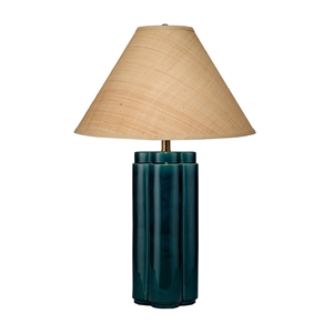 J&D Designs Allister Ceramic Table Lamp with Raffia Shade
