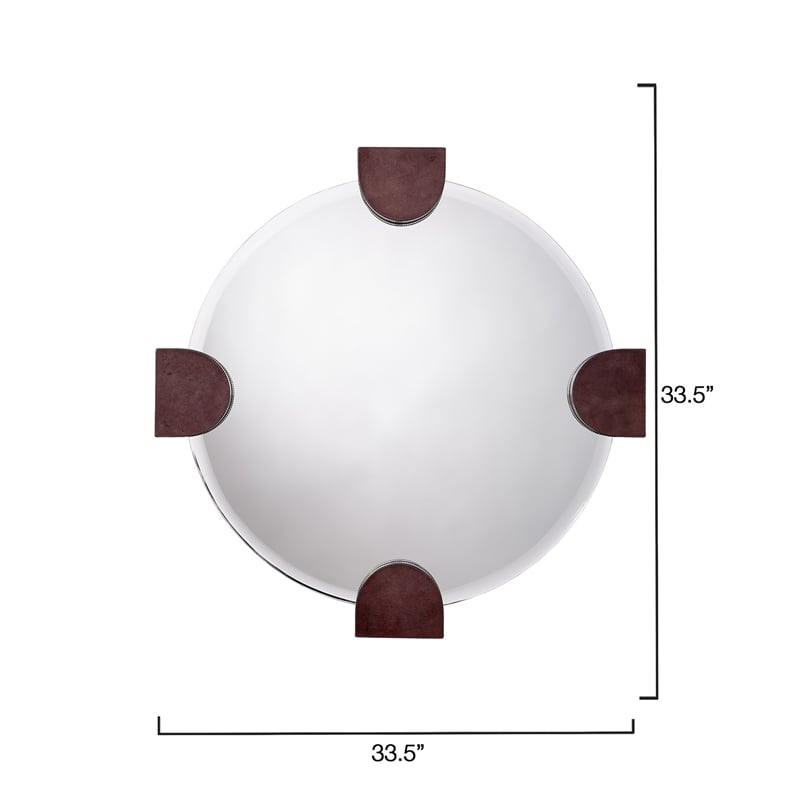 J&D Designs Quadrant Leather Round Wall Mirror
