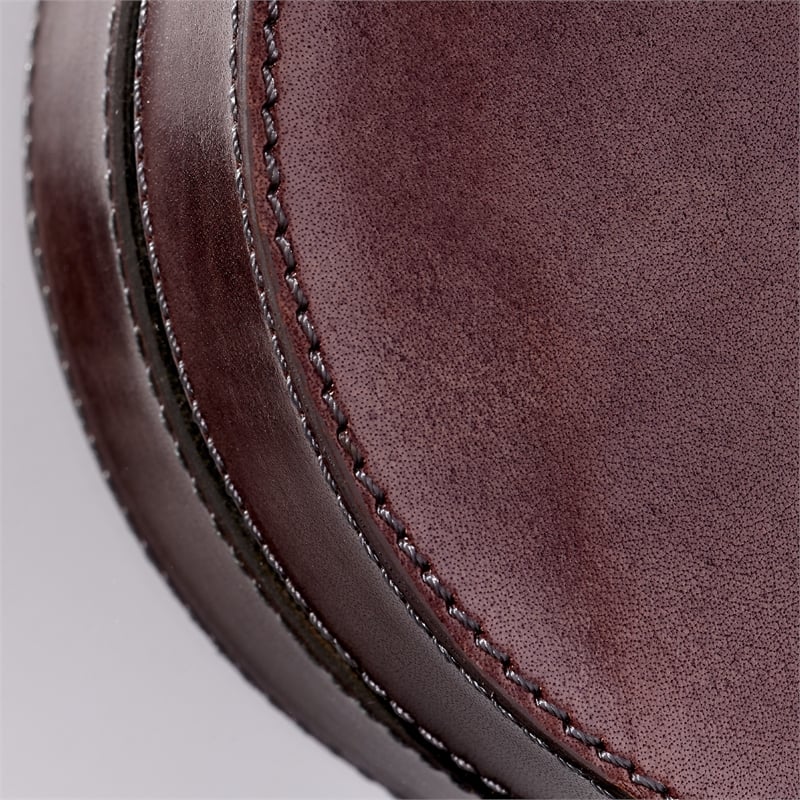 J&D Designs Quadrant Leather Round Wall Mirror