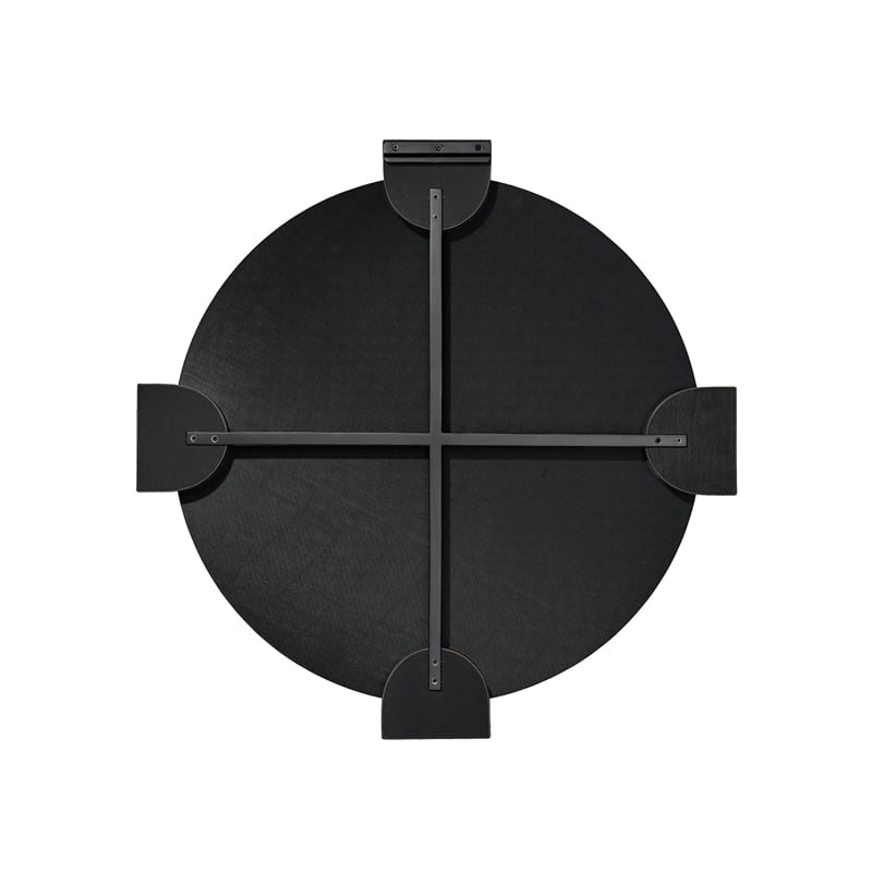 J&D Designs Quadrant Leather Round Wall Mirror