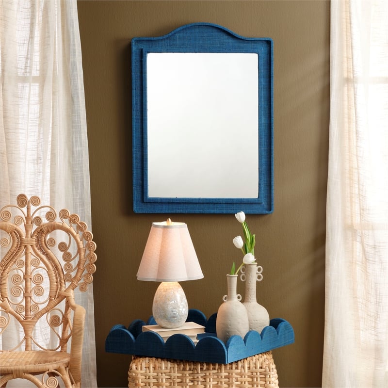 J&D Designs Hilltop Raffia Arch Wall Mirror Indigo