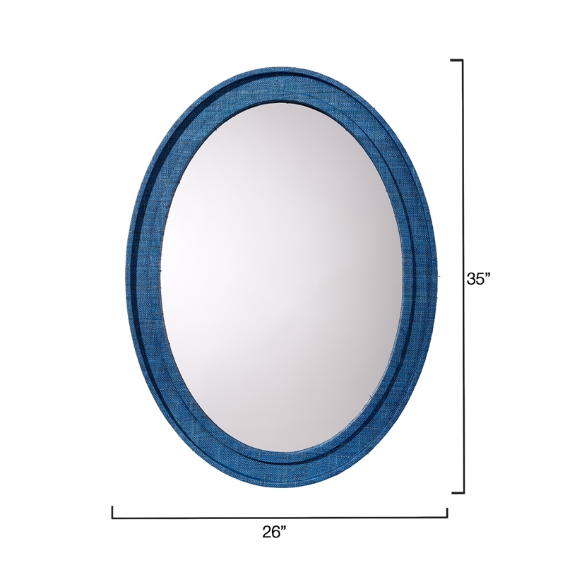 J&D Designs Valley Raffia Oval Wall Mirror Indigo
