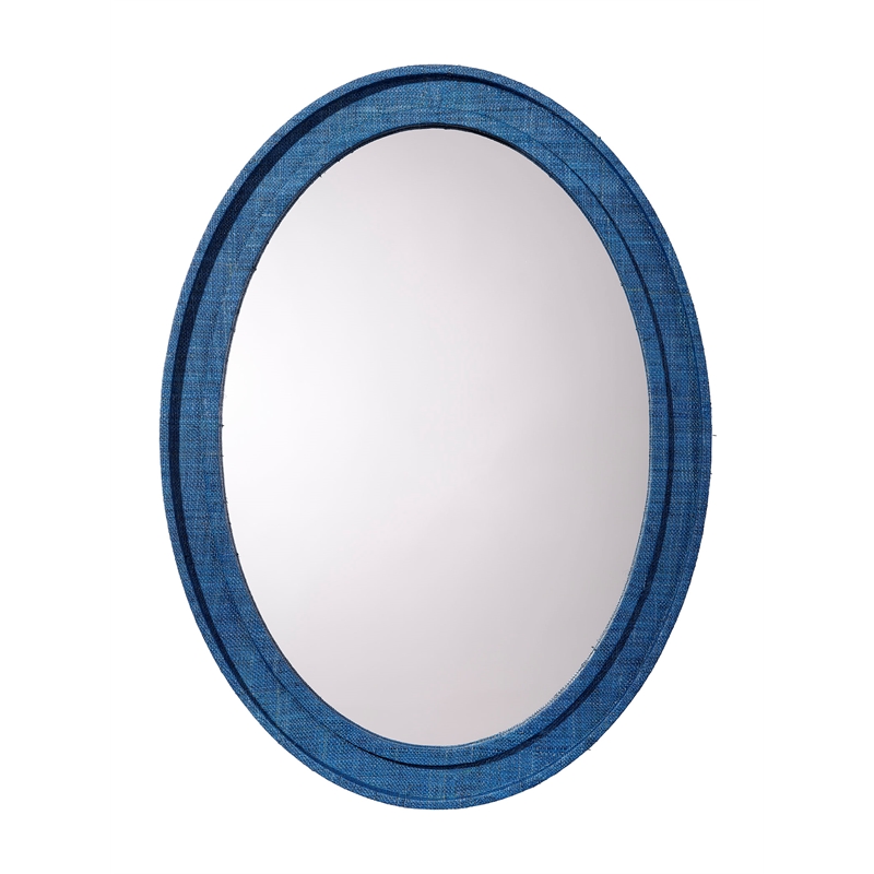 J&D Designs Valley Raffia Oval Wall Mirror Indigo