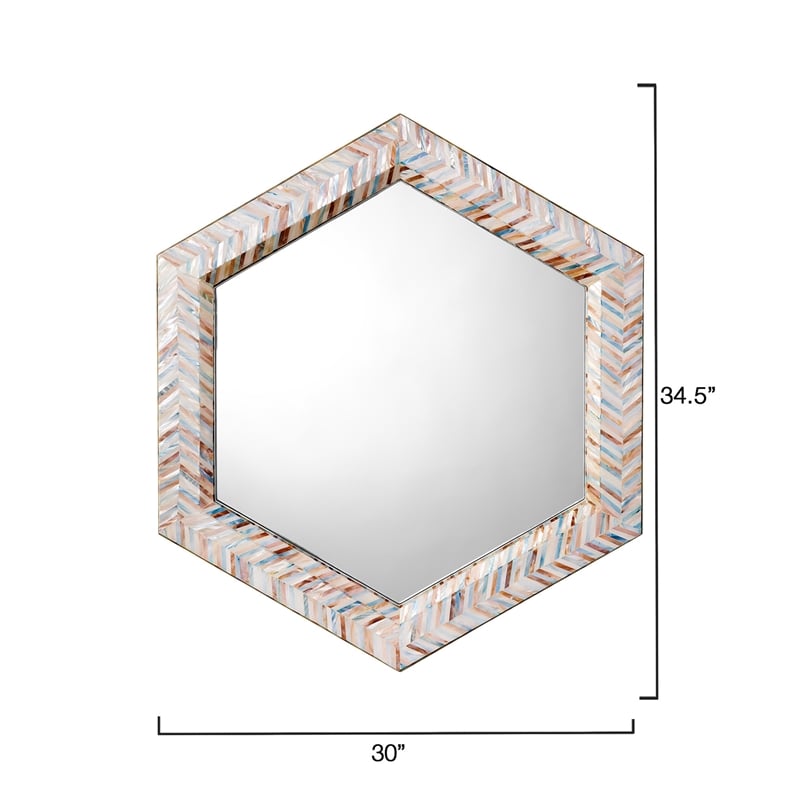 J&D Designs Academy Mother of Pearl Hexagon Wall Mirror