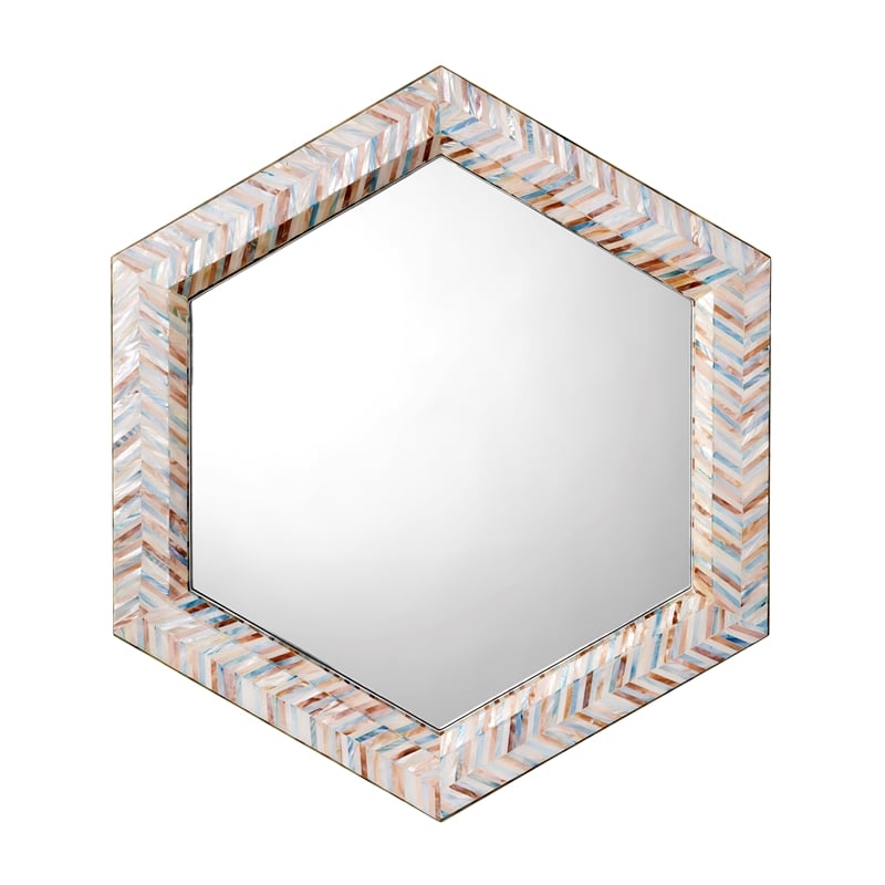J&D Designs Academy Mother of Pearl Hexagon Wall Mirror